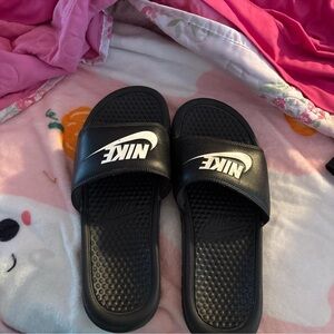 Nike Black and White Slide Sandals